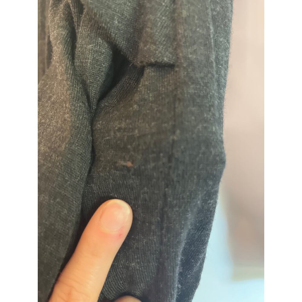 Moschino Virgin Wool Faux Wrap Sweater Dress Size 8 Gray Long Sleeves Flawed - Picture 4 of 11